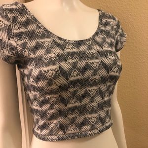 Black and White Geo Crop Top